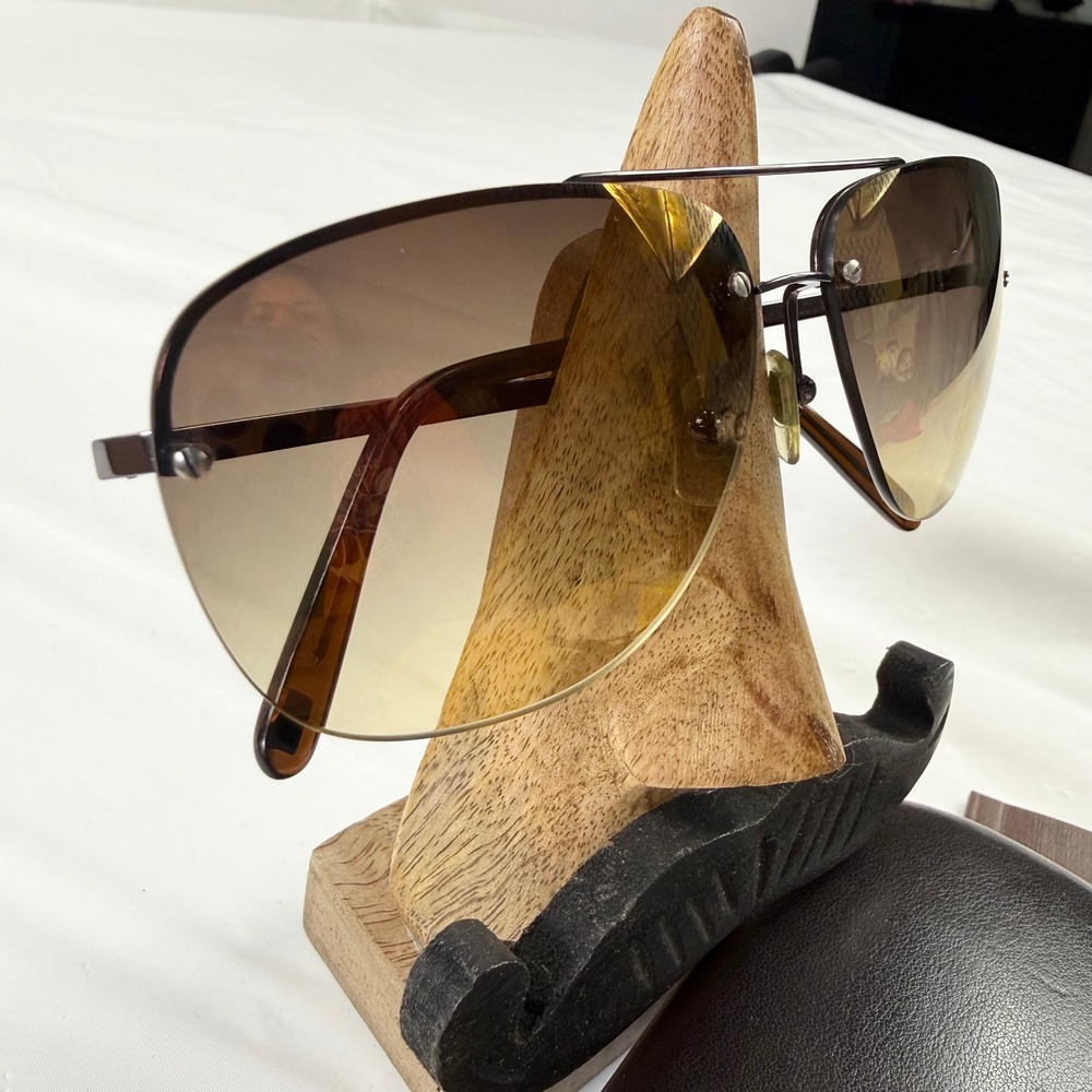 Louis Vuitton Damier Gradient Aviator Sunglasses Brown Rimless Metal Italy - Picture 3 of 11
